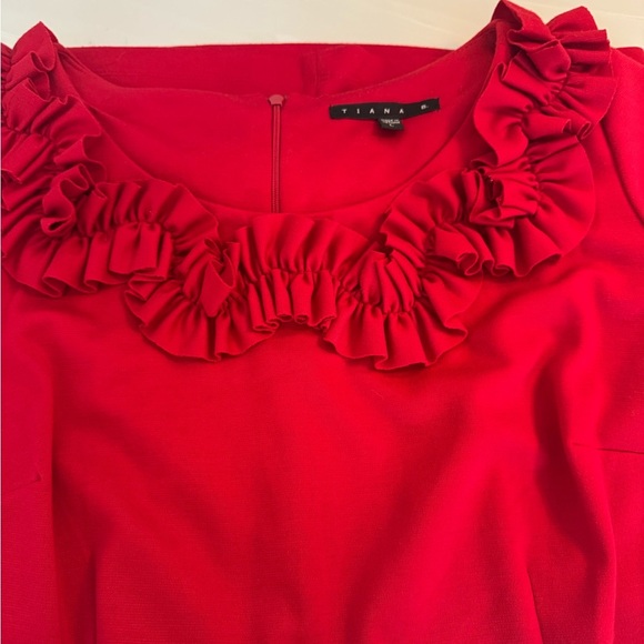 Tiana B. Vibrant Red Dress with Ruffle Detail- US Large - Picture 6 of 11
